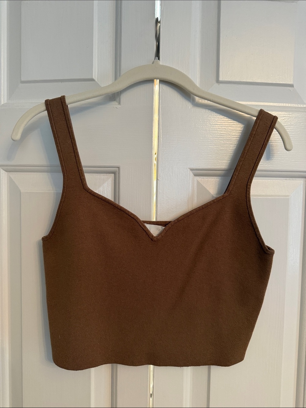 H&M Ribbed Brown Cropped Sweater Tank Top